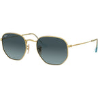 Hexagonal Flat RB3548N, Gold/Blue Gradient Glass Lenses 51 Eye Size