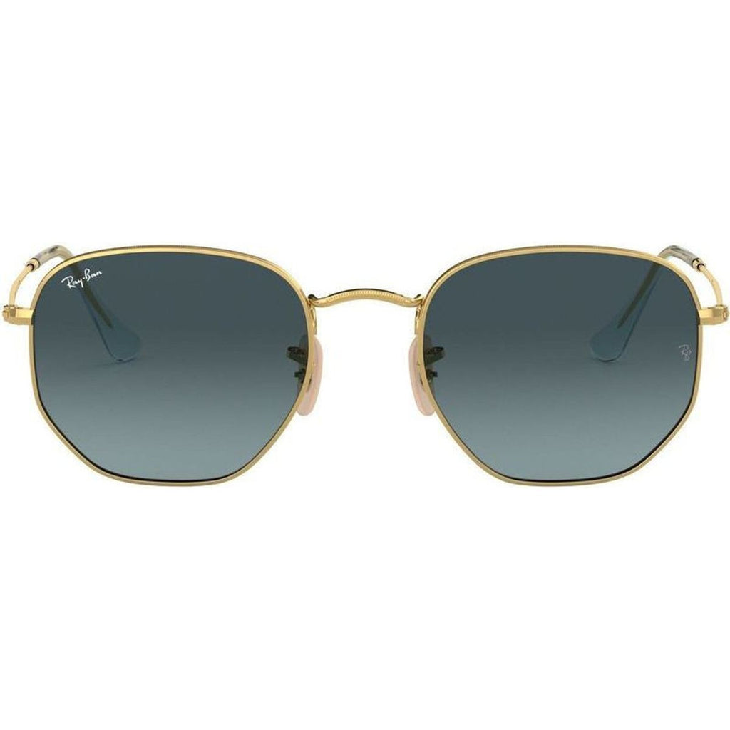 Hexagonal Flat RB3548N, Gold/Blue Gradient Glass Lenses 51 Eye Size