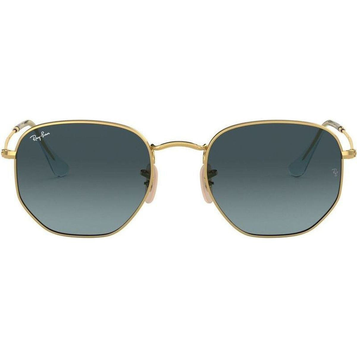 Hexagonal Flat RB3548N, Gold/Blue Gradient Glass Lenses 51 Eye Size