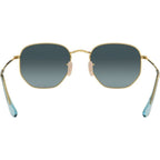 Hexagonal Flat RB3548N, Gold/Blue Gradient Glass Lenses 51 Eye Size