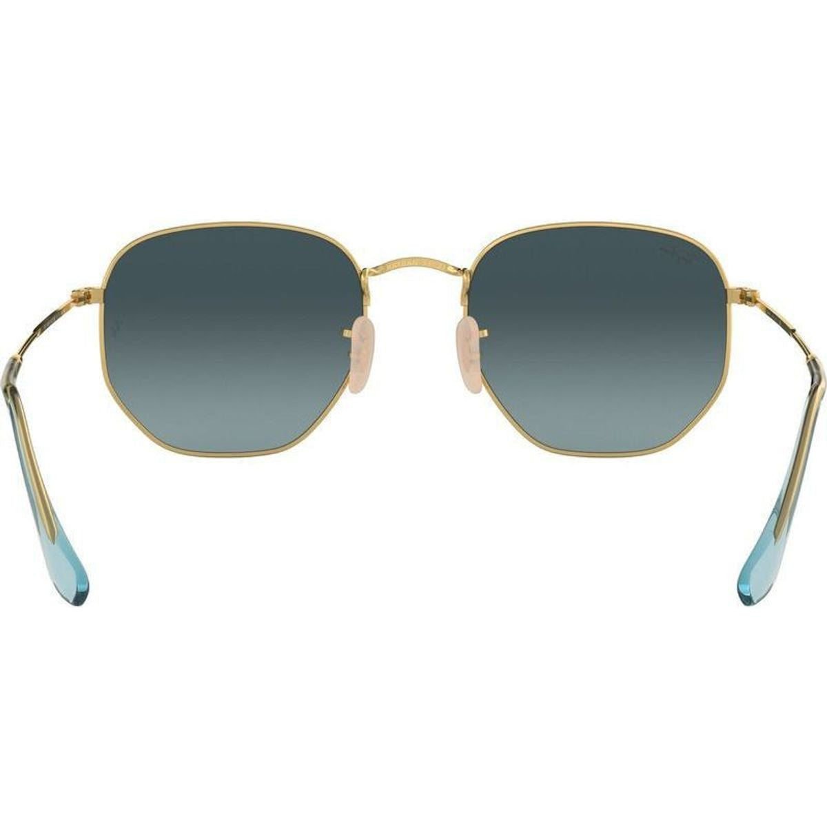 Hexagonal Flat RB3548N, Gold/Blue Gradient Glass Lenses 51 Eye Size