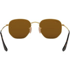 Hexagonal Flat RB3548N, Gold/Brown Polarised Glass Lenses 54 Eye Size