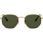 Hexagonal Flat RB3548N, Gold/Green Polarised Glass Lenses 51 Eye Size