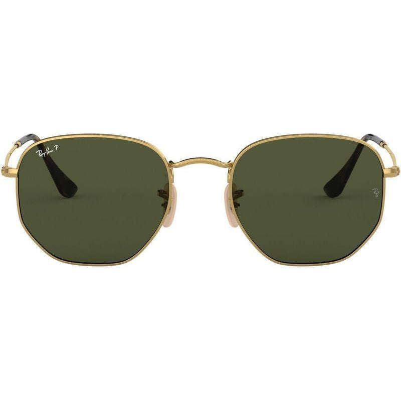 Hexagonal Flat RB3548N, Gold/Green Polarised Glass Lenses 51 Eye Size