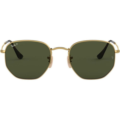 Hexagonal Flat RB3548N, Gold/Green Polarised Glass Lenses 51 Eye Size