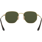Hexagonal Flat RB3548N, Gold/Green Polarised Glass Lenses 51 Eye Size