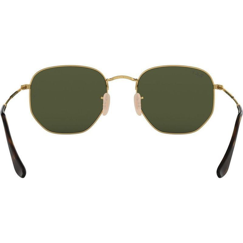 Hexagonal Flat RB3548N, Gold/Green Polarised Glass Lenses 51 Eye Size