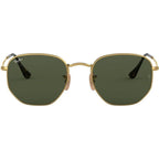 Hexagonal Flat RB3548N, Gold/Green Glass Lenses 51 Eye Size