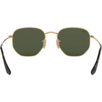 Hexagonal Flat RB3548N, Gold/Green Glass Lenses 51 Eye Size