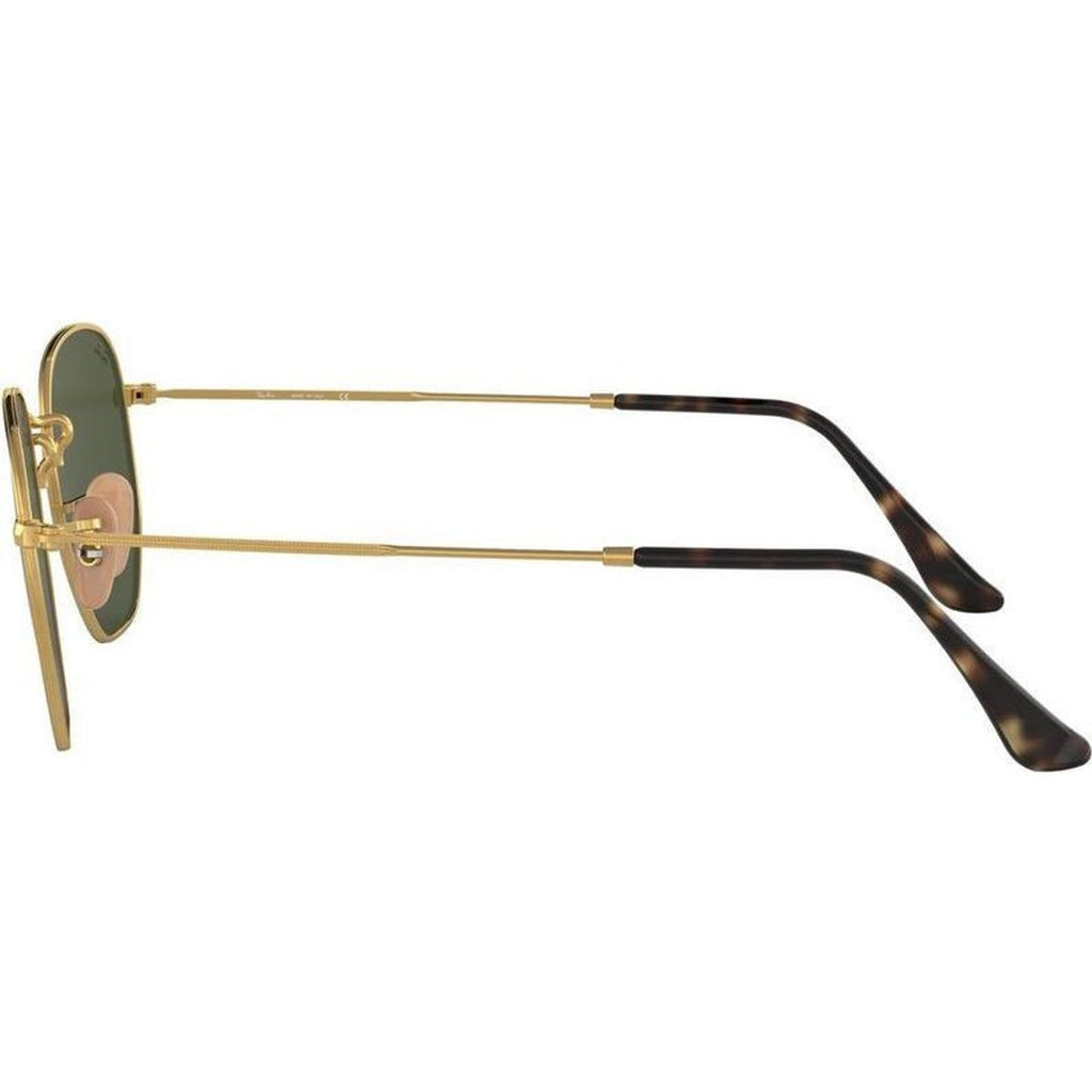 Hexagonal Flat RB3548N, Gold/Green Glass Lenses 54 Eye Size