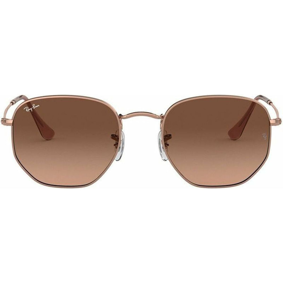 Hexagonal Flat RB3548N, Copper/Brown Gradient Glass Lenses 54 Eye Size