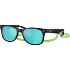 9052S Junior New Wayfarer, Rubber Black/Light Green Blue Mirror Lenses