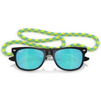 9052S Junior New Wayfarer, Rubber Black/Light Green Blue Mirror Lenses