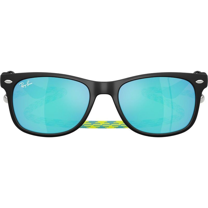 9052S Junior New Wayfarer, Rubber Black/Light Green Blue Mirror Lenses