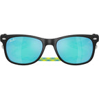9052S Junior New Wayfarer, Rubber Black/Light Green Blue Mirror Lenses
