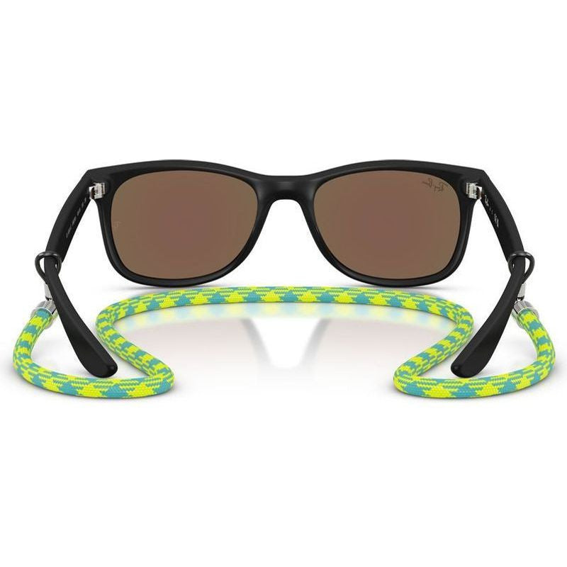 9052S Junior New Wayfarer, Rubber Black/Light Green Blue Mirror Lenses