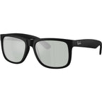 Justin Classic RB4165, Rubber Black/Green Silver Mirror Polarised Lenses 51 Eye Size