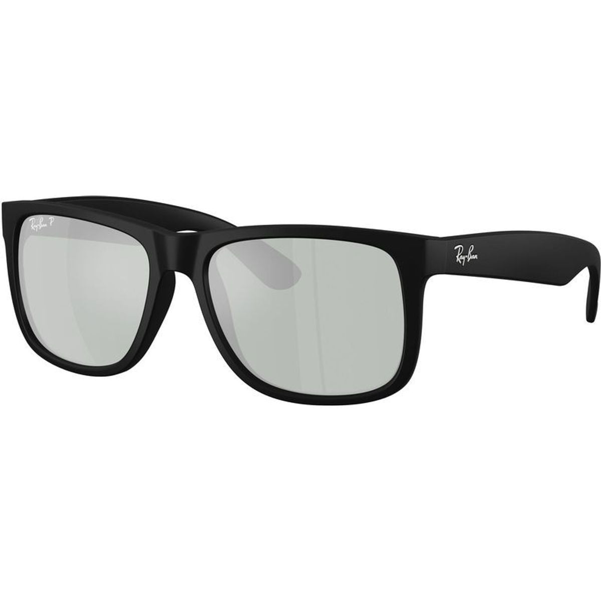 Justin Classic RB4165, Rubber Black/Green Silver Mirror Polarised Lenses 55 Eye Size