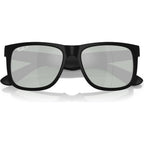 Justin Classic RB4165, Rubber Black/Green Silver Mirror Polarised Lenses 51 Eye Size