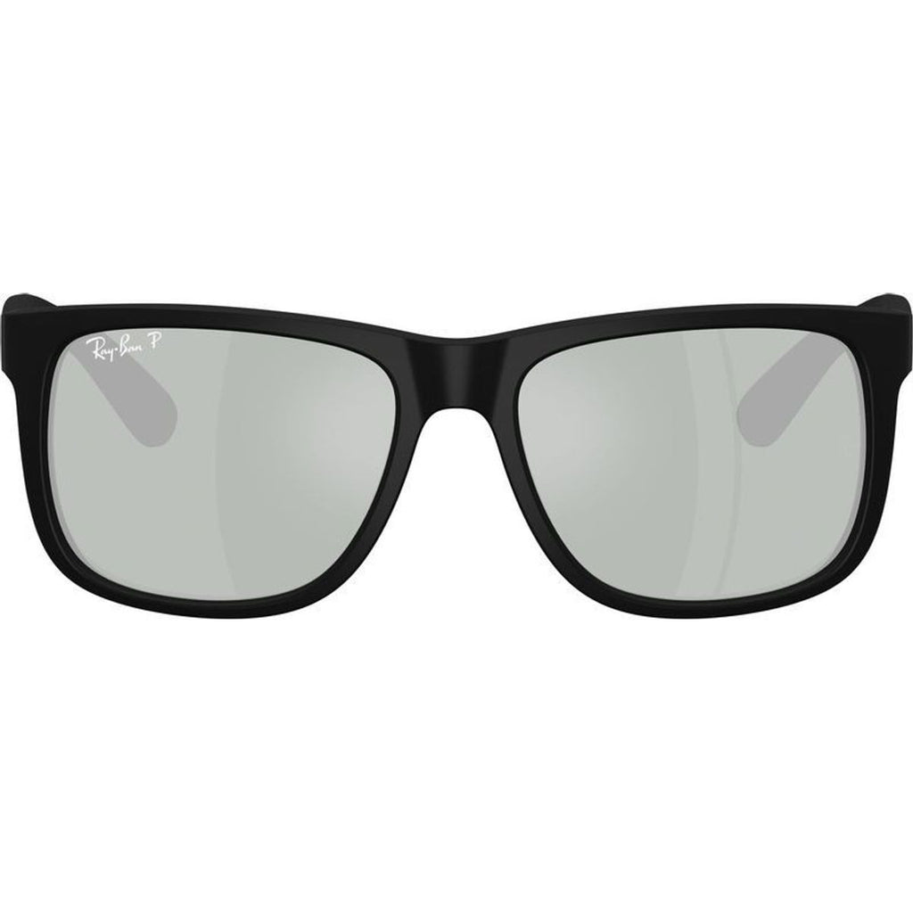 Justin Classic RB4165, Rubber Black/Green Silver Mirror Polarised Lenses 55 Eye Size
