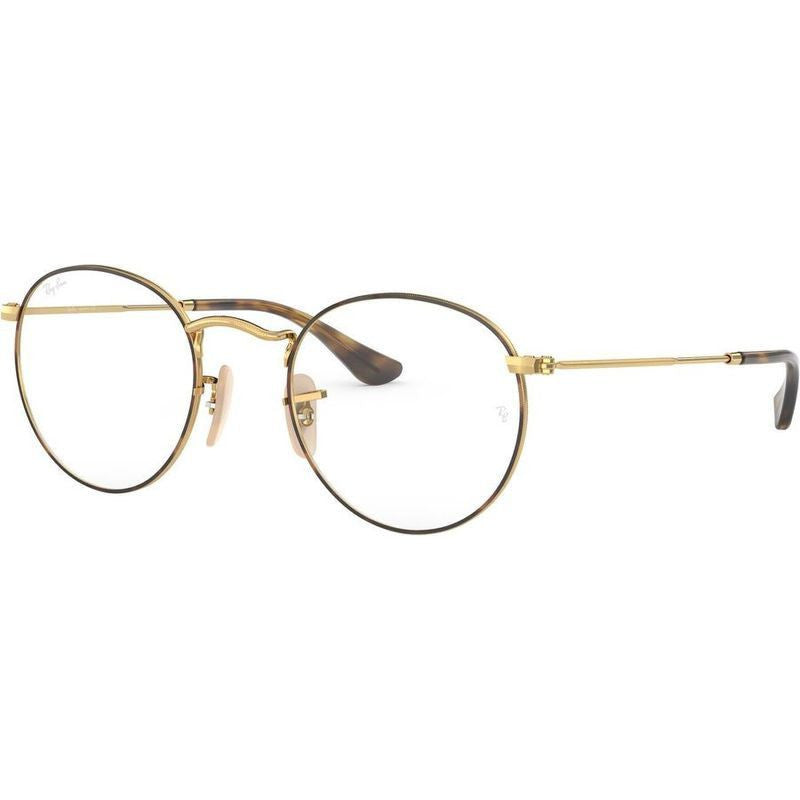 Round Metal RX3447V, Havana on Gold/Clear Lenses 50 Eye Size