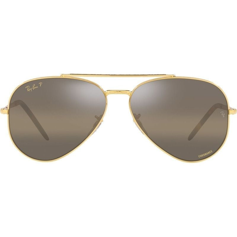 New Aviator RB3625, Legend Gold/Brown Silver Mirror Polarised Glass Lenses 58 Eye Size