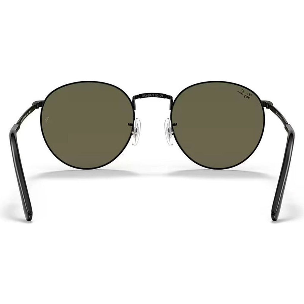 New Round RB3637, Black/Blue Green Mirror Glass Lenses 50 Eye Size