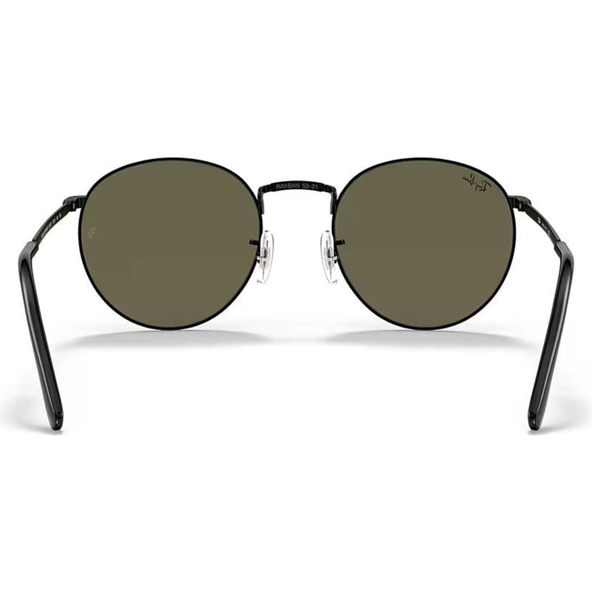 New Round RB3637, Black/Blue Green Mirror Glass Lenses 50 Eye Size