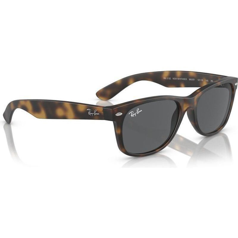 New Wayfarer Classic RB2132, Rubber Havana/Dark Grey Glass Lenses 55 Eye Size