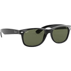 New Wayfarer Classic RB2132, Black/Green Glass Lenses 52 Eye Size