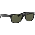 New Wayfarer Classic RB2132, Black/Green Polarised Glass Lenses 58 Eye Size