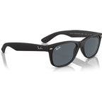 New Wayfarer Classic RB2132, Black Rubber/Blue Glass Lenses 55 Eye Size