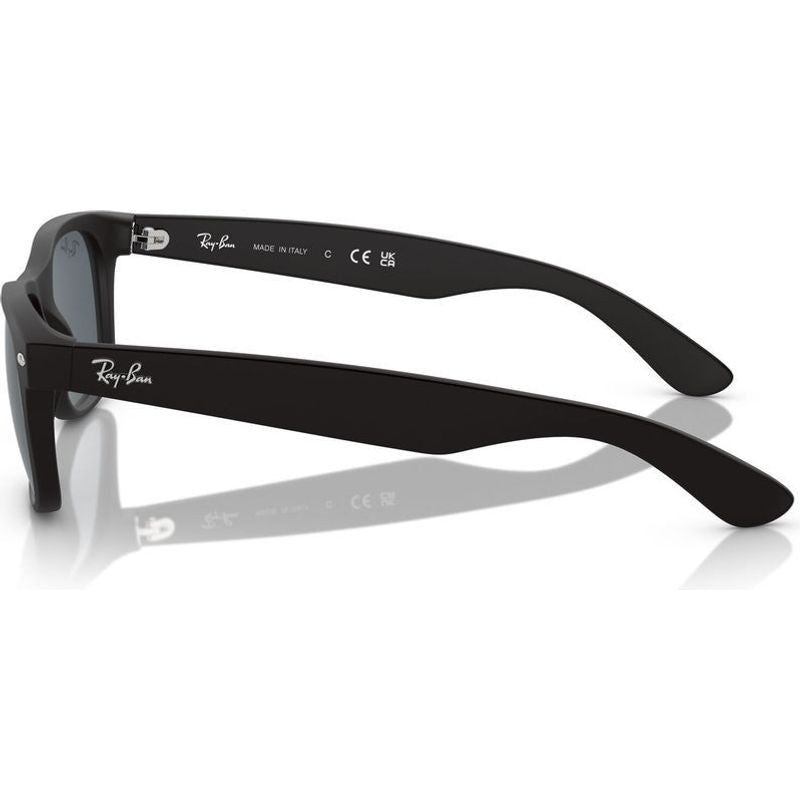 New Wayfarer Classic RB2132, Black Rubber/Blue Glass Lenses 55 Eye Size