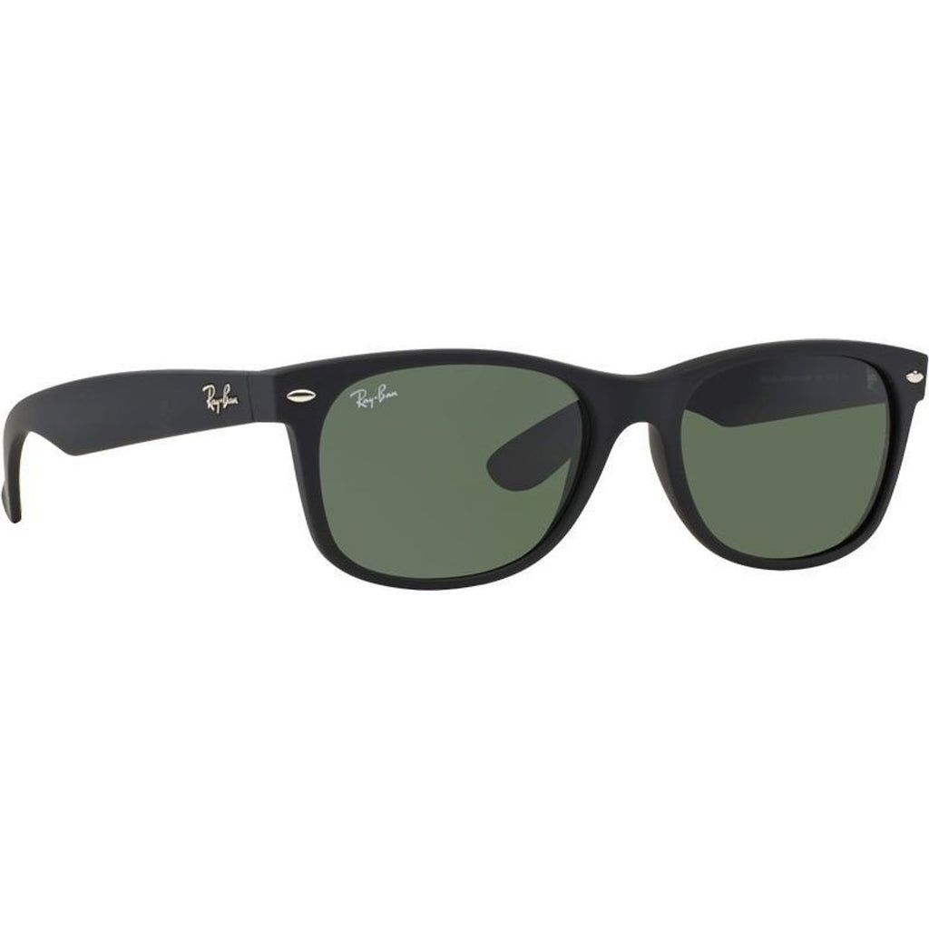 New Wayfarer Classic RB2132, Black Rubber/Green Glass Lenses 58 Eye Size