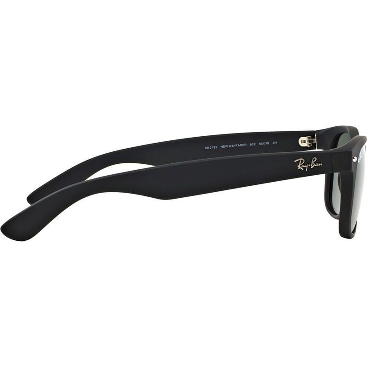 New Wayfarer Classic RB2132, Black Rubber/Green Glass Lenses 58 Eye Size