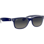 New Wayfarer Classic RB2132, Top Matte Blue on Transparent/Grey Gradient Glass Lenses 55 Eye Size