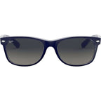 New Wayfarer Classic RB2132, Top Matte Blue on Transparent/Grey Gradient Glass Lenses 55 Eye Size