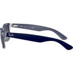 New Wayfarer Classic RB2132, Top Matte Blue on Transparent/Grey Gradient Glass Lenses 55 Eye Size