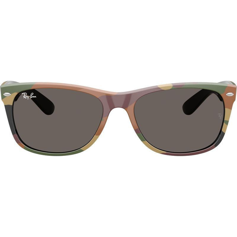 New Wayfarer Classic RB2132, Black and Green Camouflage/Dark Grey Glass Lenses 55 Eye Size