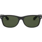 New Wayfarer Classic RB2132, Top Rubber Black on Shiny Black/Green Glass Lenses 55 Eye Size
