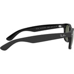 New Wayfarer Classic RB2132, Top Rubber Black on Shiny Black/Green Glass Lenses 58 Eye Size