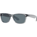 New Wayfarer Classic RB2132, Transparent Grey/Dark Blue Polarised Glass Lenses 55 Eye Size