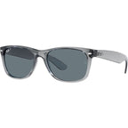 New Wayfarer Classic RB2132, Transparent Grey/Dark Blue Polarised Glass Lenses 58 Eye Size