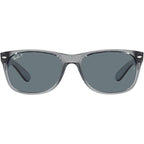 New Wayfarer Classic RB2132, Transparent Grey/Dark Blue Polarised Glass Lenses 58 Eye Size