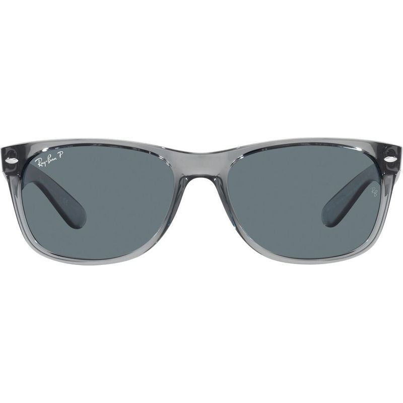 New Wayfarer Classic RB2132, Transparent Grey/Dark Blue Polarised Glass Lenses 52 Eye Size