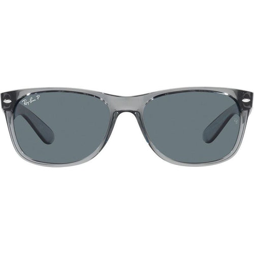 New Wayfarer Classic RB2132, Transparent Grey/Dark Blue Polarised Glass Lenses 55 Eye Size