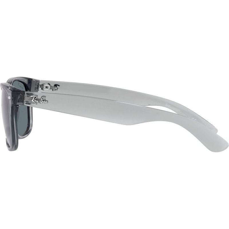 New Wayfarer Classic RB2132, Transparent Grey/Dark Blue Polarised Glass Lenses 52 Eye Size