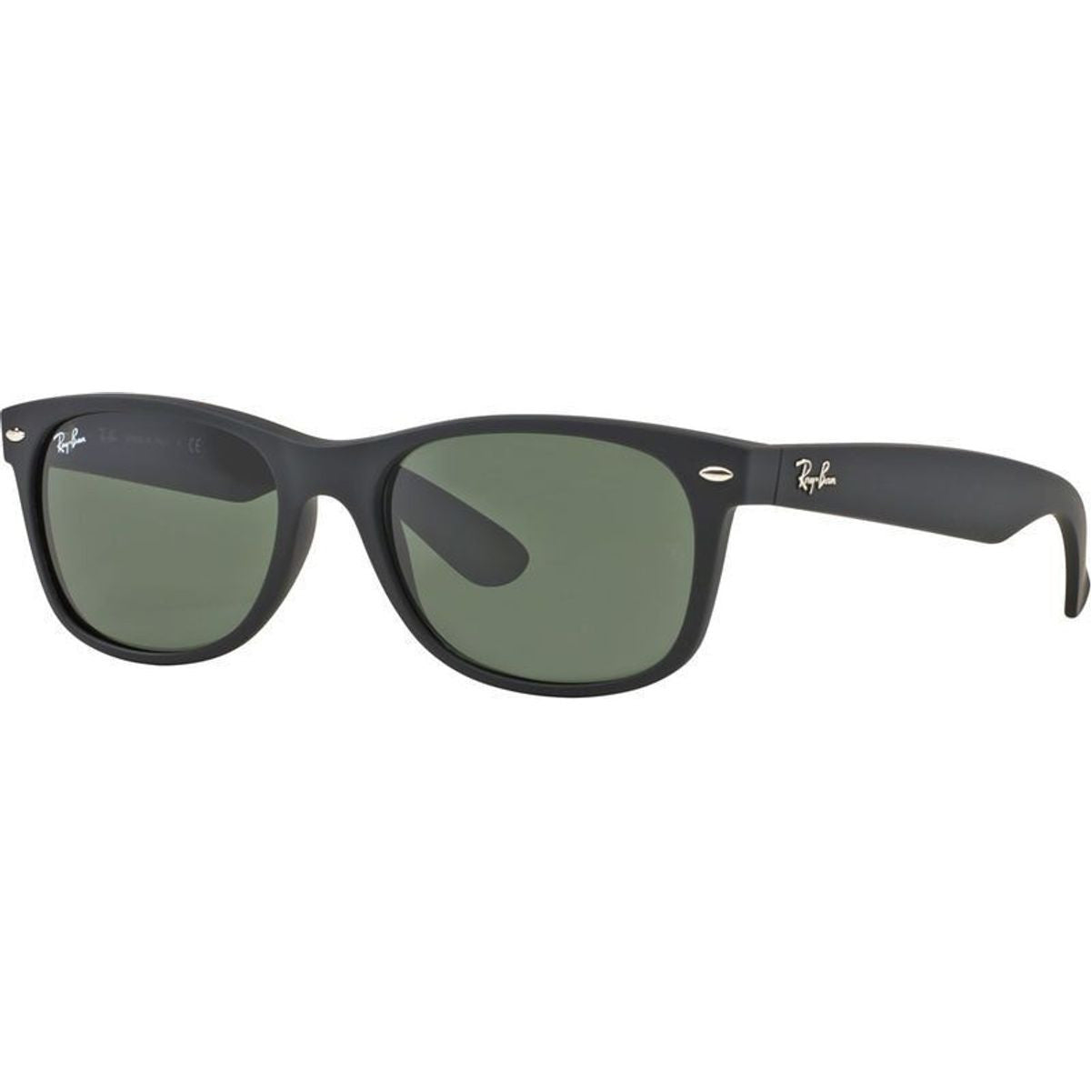 New Wayfarer Classic RB2132, Black Rubber/Green Glass Lenses 55 Eye Size