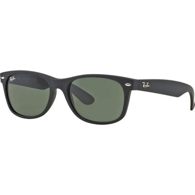 New Wayfarer Classic RB2132, Black Rubber/Green Glass Lenses 55 Eye Size