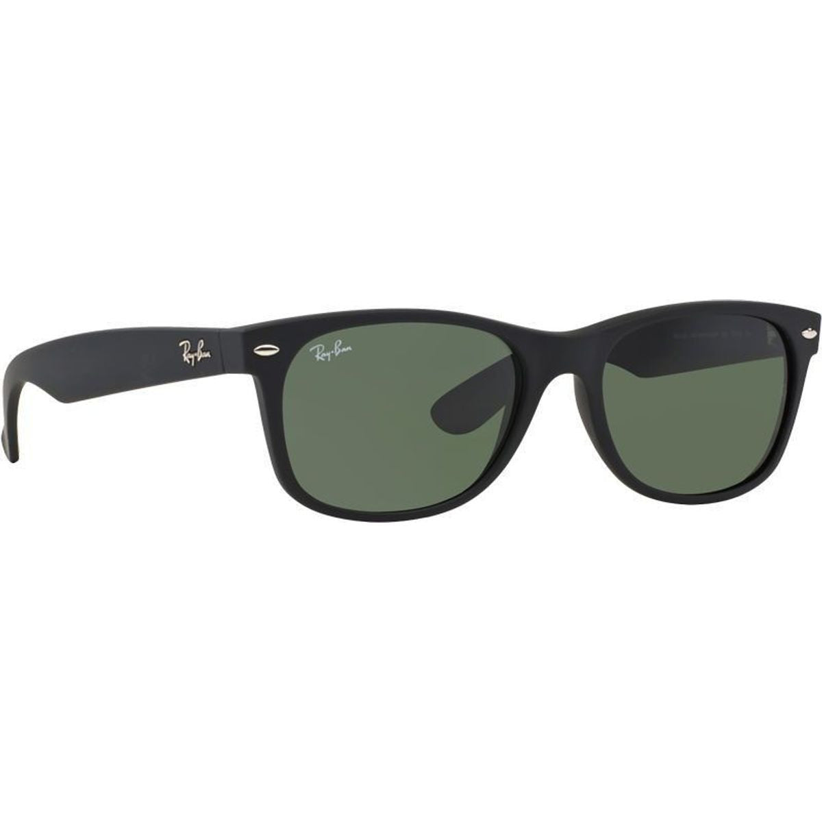 New Wayfarer Classic RB2132, Black Rubber/Green Glass Lenses 55 Eye Size